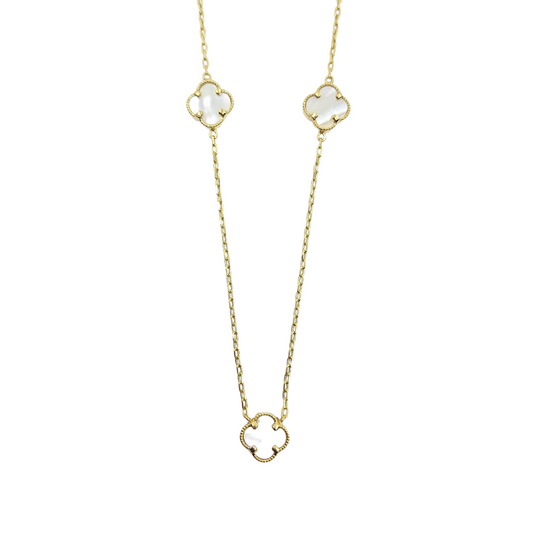 9ct Yellow Gold Mother Of Pearl Clover Necklace