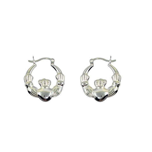 Silver Claddagh Creole Earrings