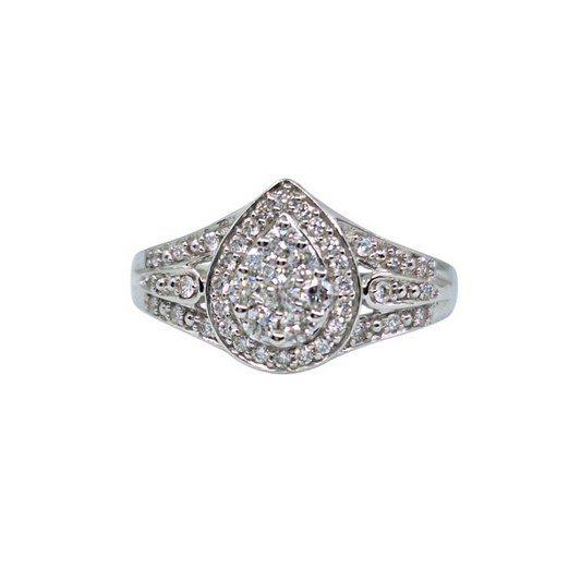 18ct White Gold Diamond Pear Shape Cluster Ring