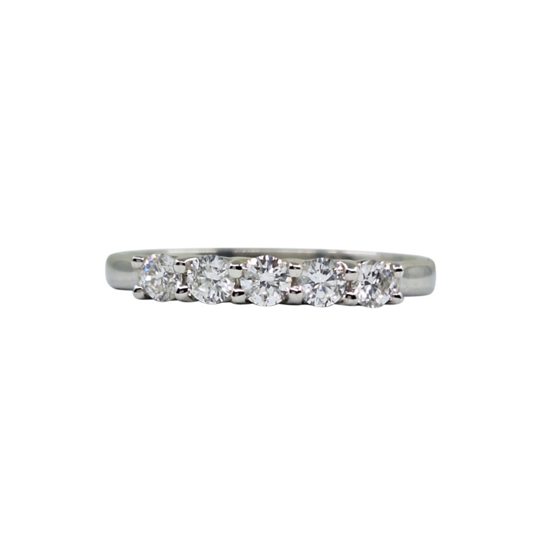 18ct White Gold Diamond 5 Stone Eternity Ring D:36pt