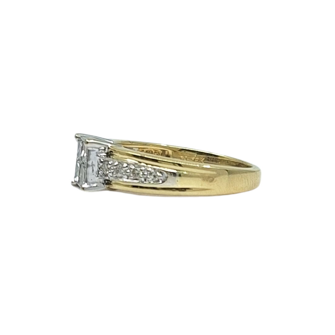 18ct Yellow Gold Tile Set Diamond Ring