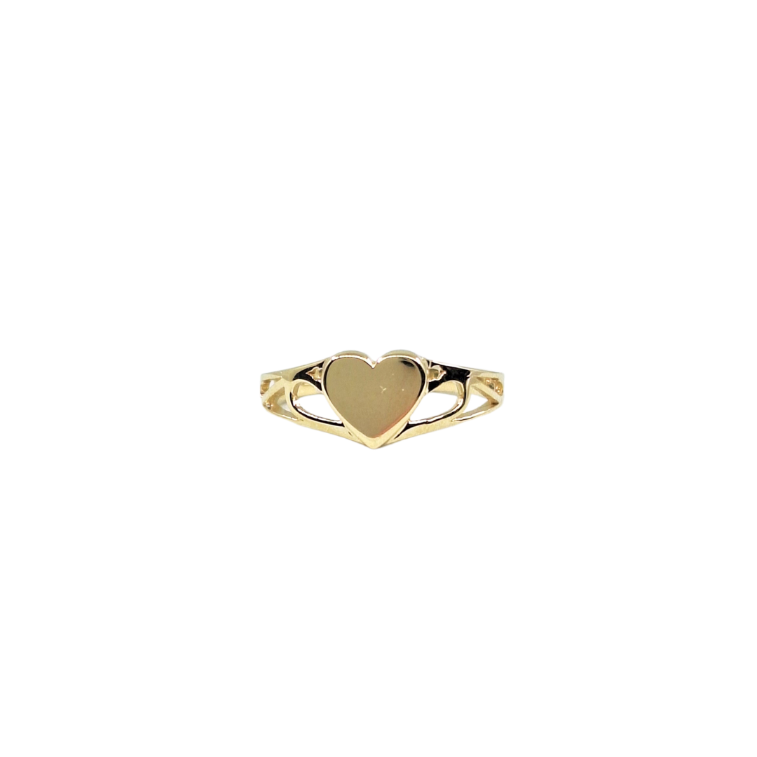 9ct Yellow Gold Childs Heart Signet Ring