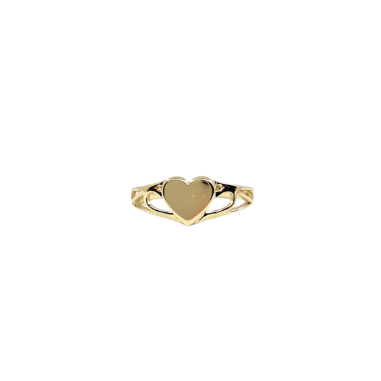 9ct Yellow Gold Childs Heart Signet Ring