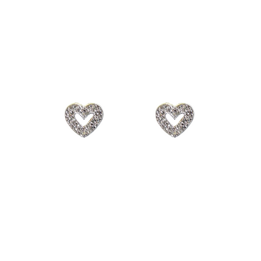 9ct Yellow Gold CZ Heart Earrings