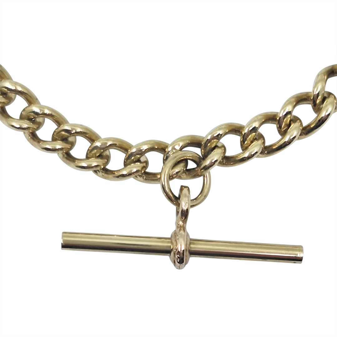 9ct Yellow Gold Curb Bracelet With T-Bar 7.5"