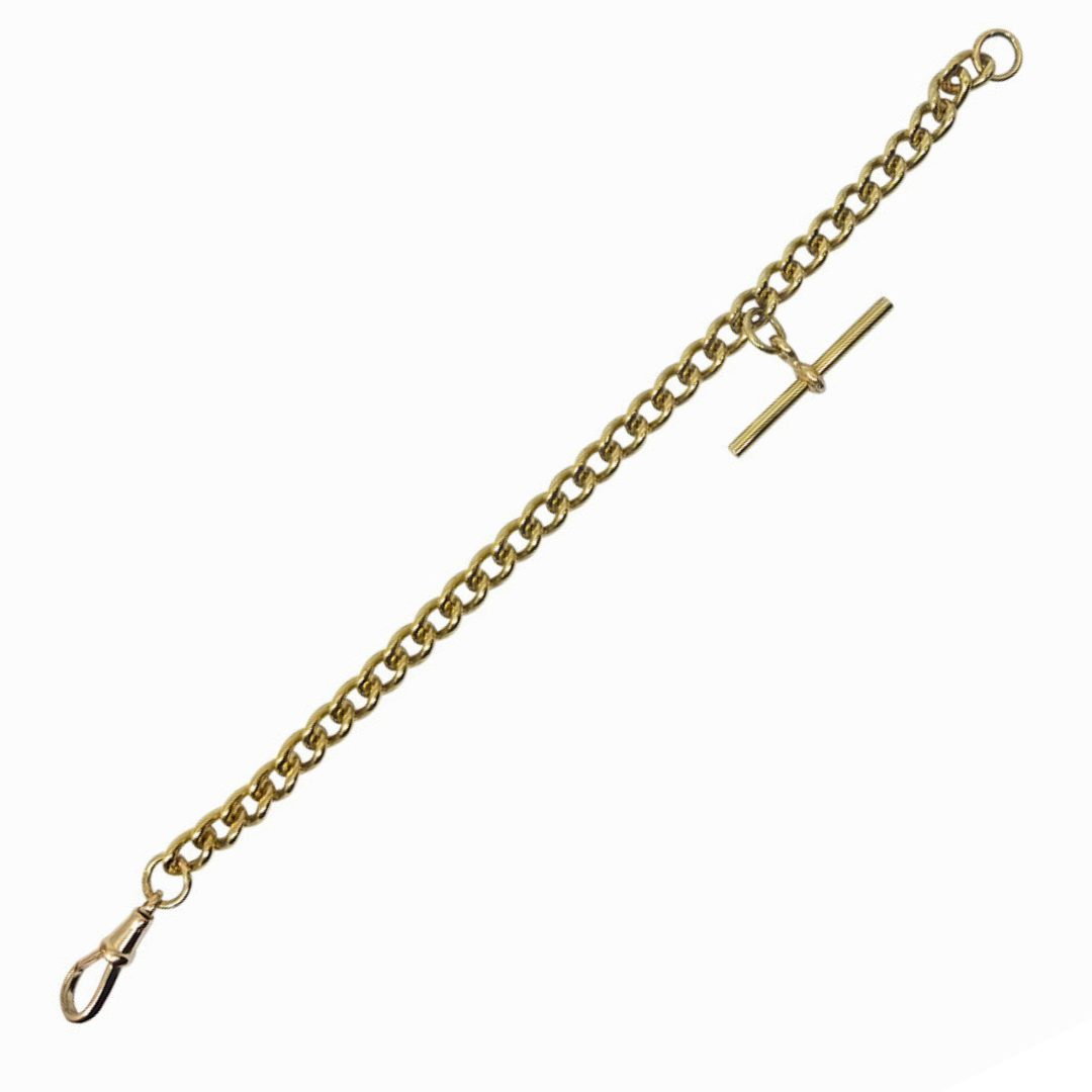 9ct Yellow Gold Curb Bracelet With T-Bar 7.5"