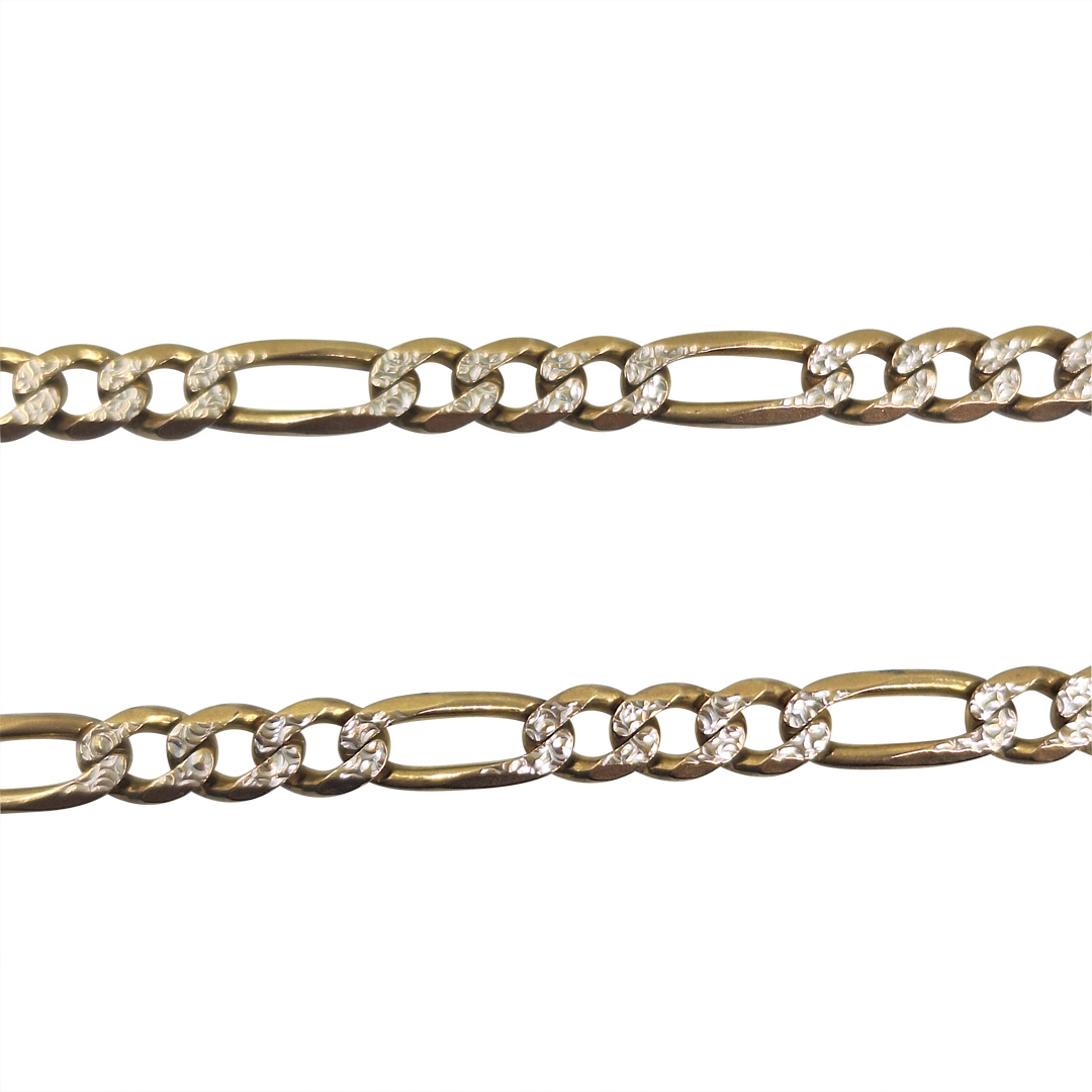 9ct Yellow & White Gold Figaro Chain 28"