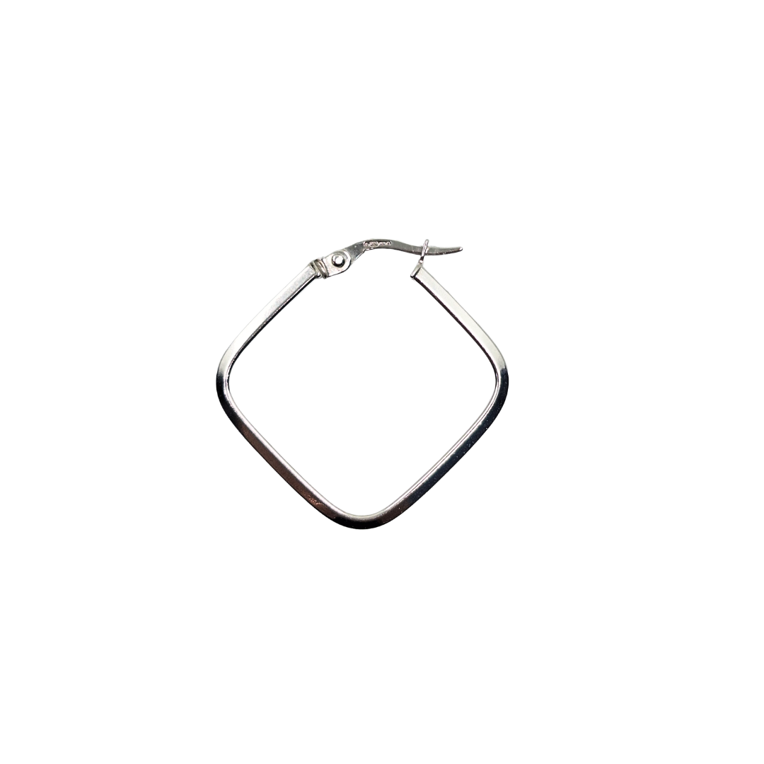 9ct White Gold Square Hoop Earrings