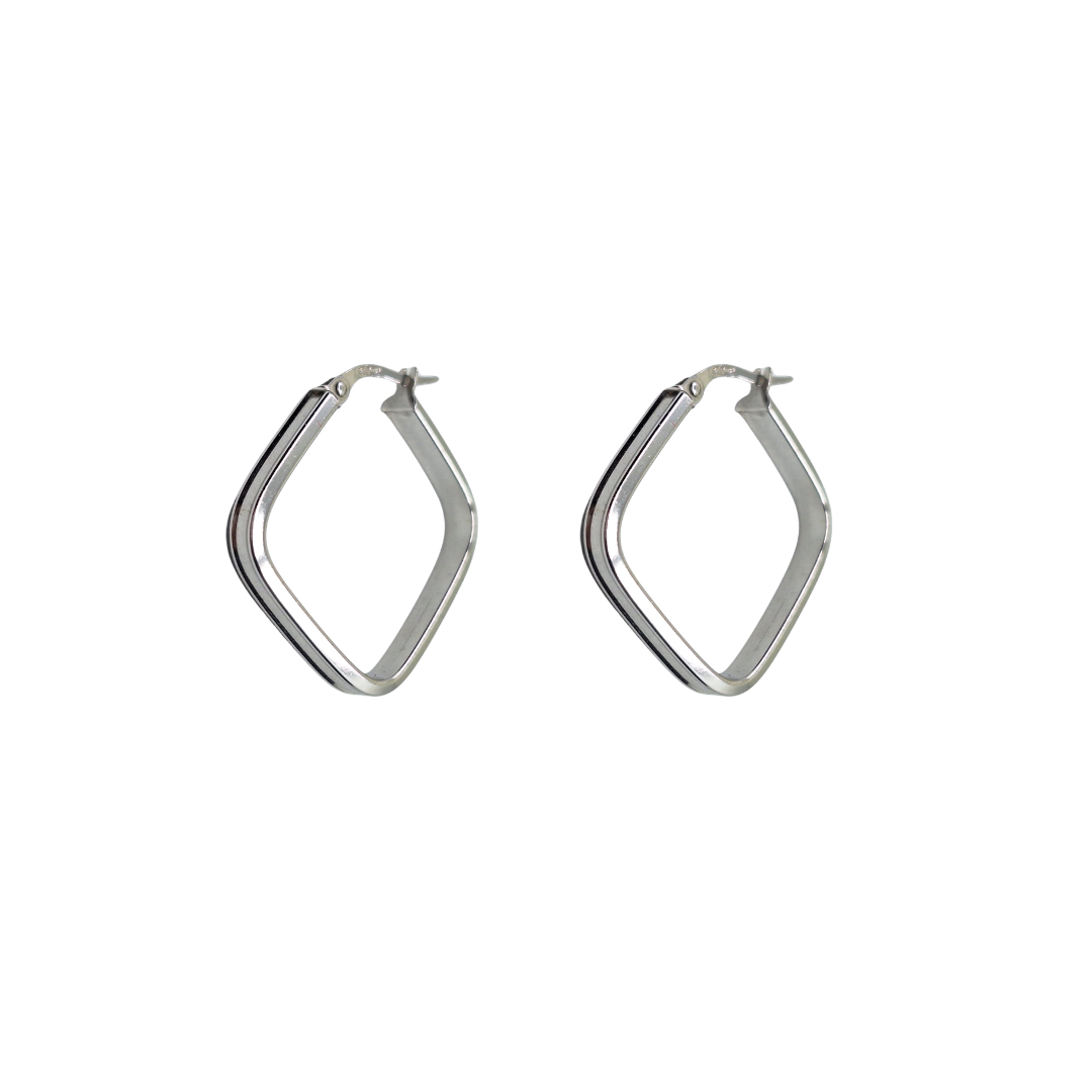 9ct White Gold Square Hoop Earrings