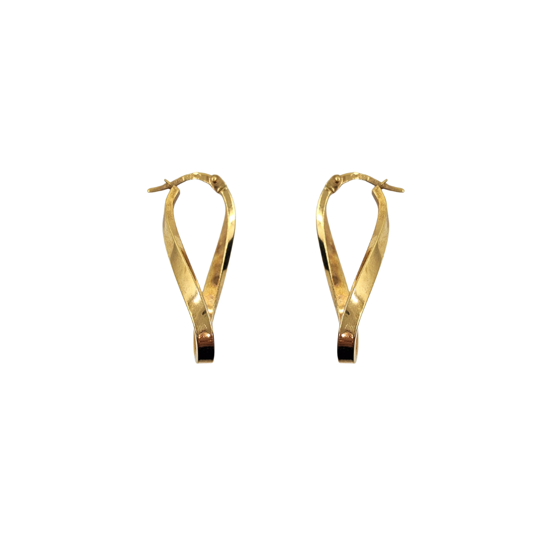 9ct Yellow Gold Twist Hoop Earrings