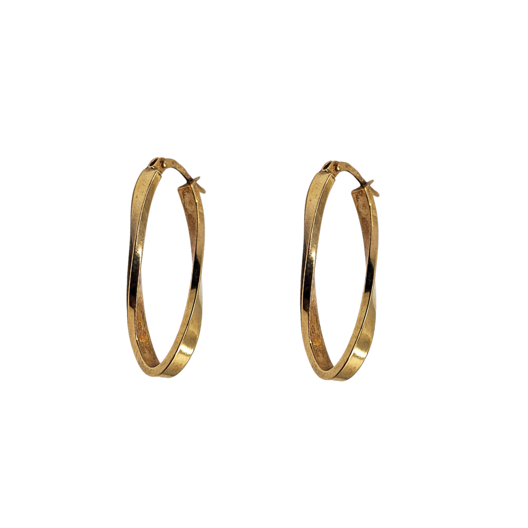 9ct Yellow Gold Twist Hoop Earrings