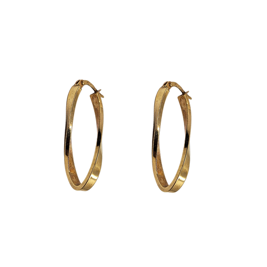 9ct Yellow Gold Twist Hoop Earrings