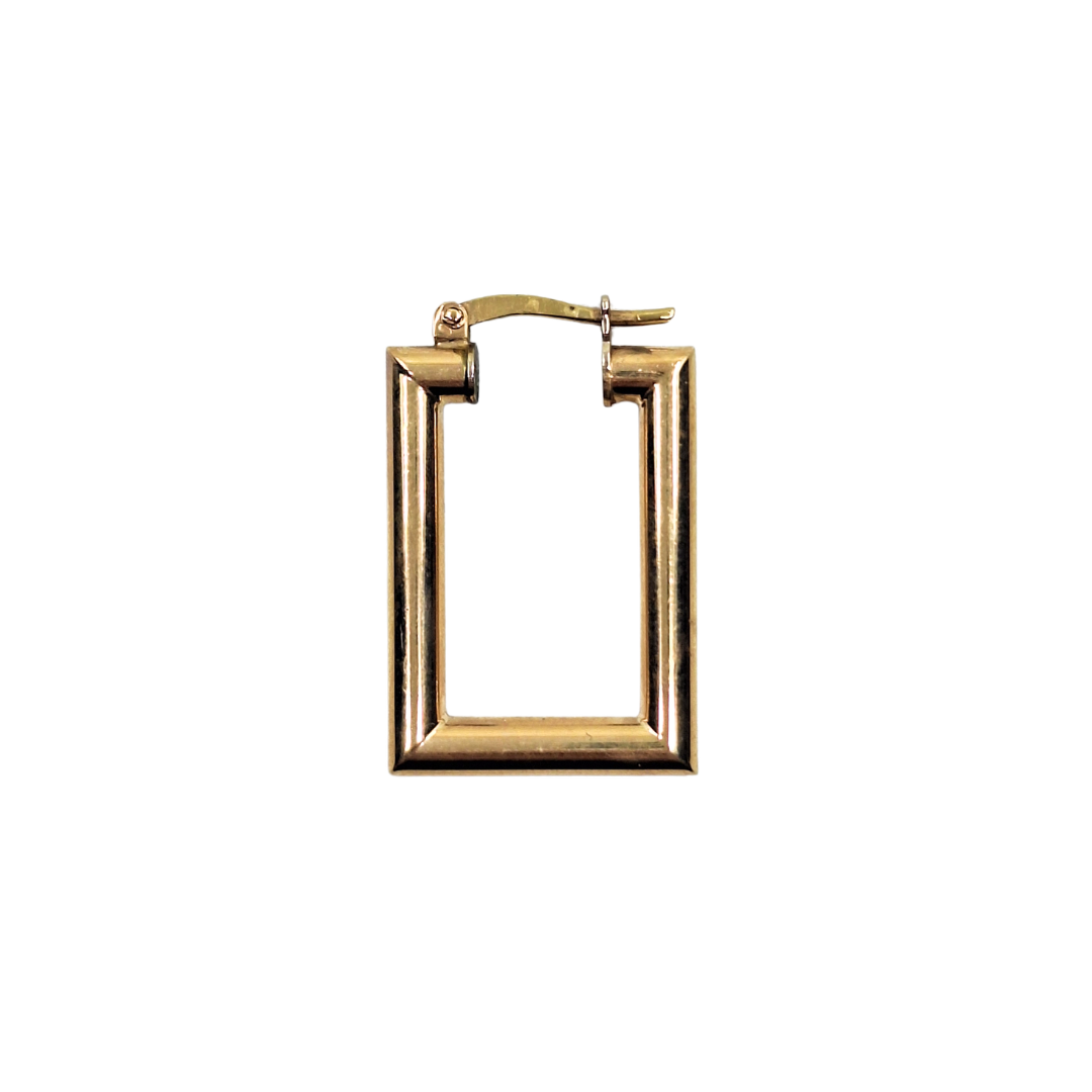 9ct Yellow Gold Rectangle Shape Creole Earrings