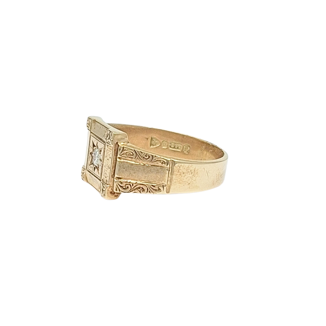 9ct Yellow Gold Diamond Set Signet Ring