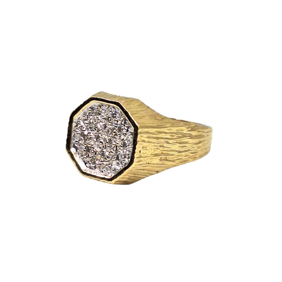 18ct Yellow Gold Gents Diamond Signet Ring