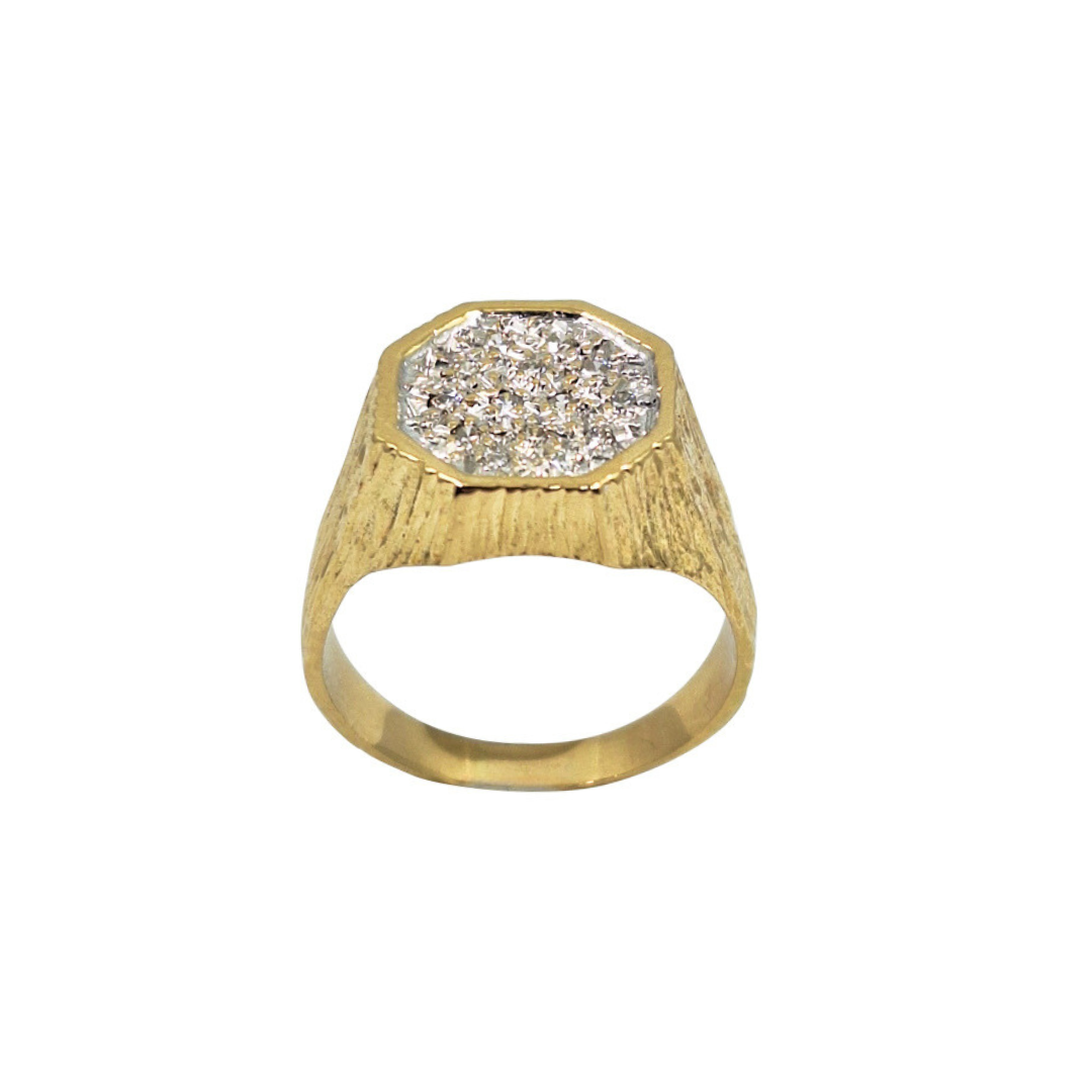 18ct Yellow Gold Gents Diamond Signet Ring