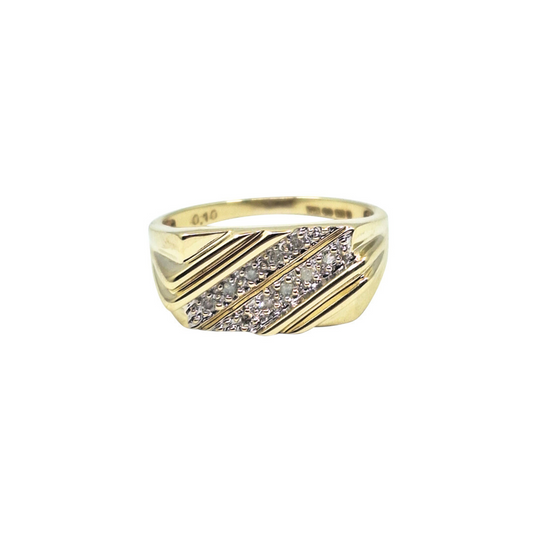 9ct Yellow Gold Diamond Signet Ring