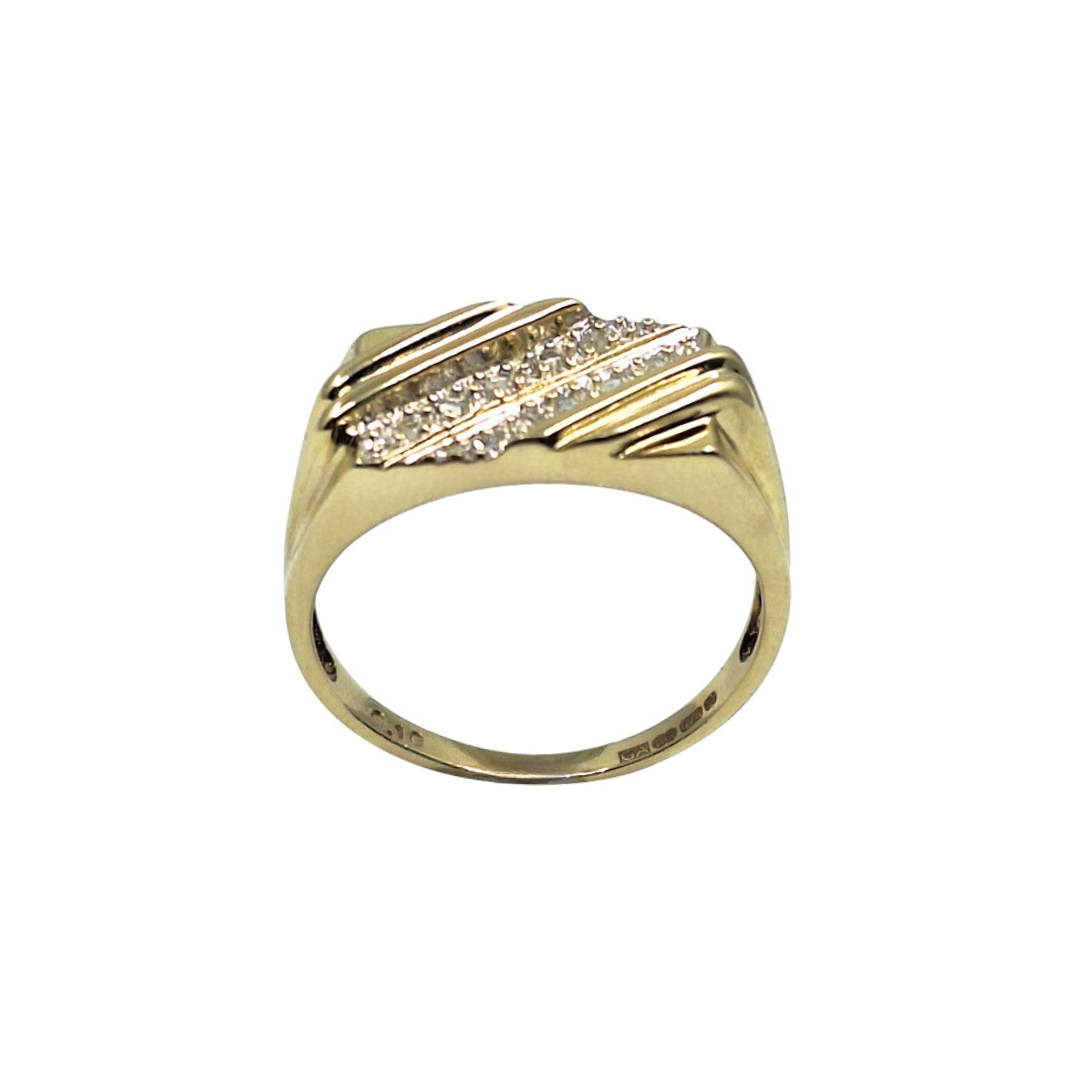 9ct Yellow Gold Diamond Signet Ring