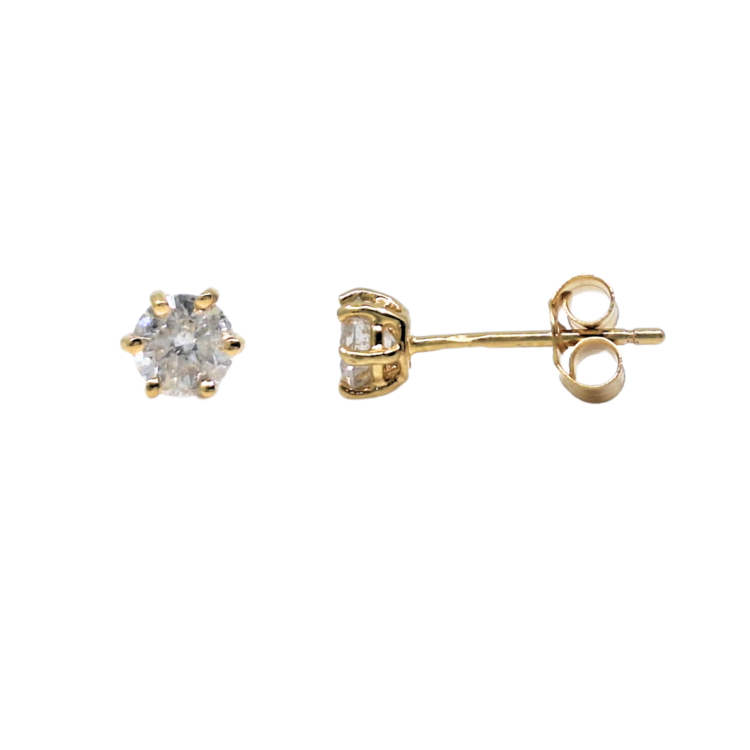 9ct Yellow Gold & Diamond Solitaire Earrings