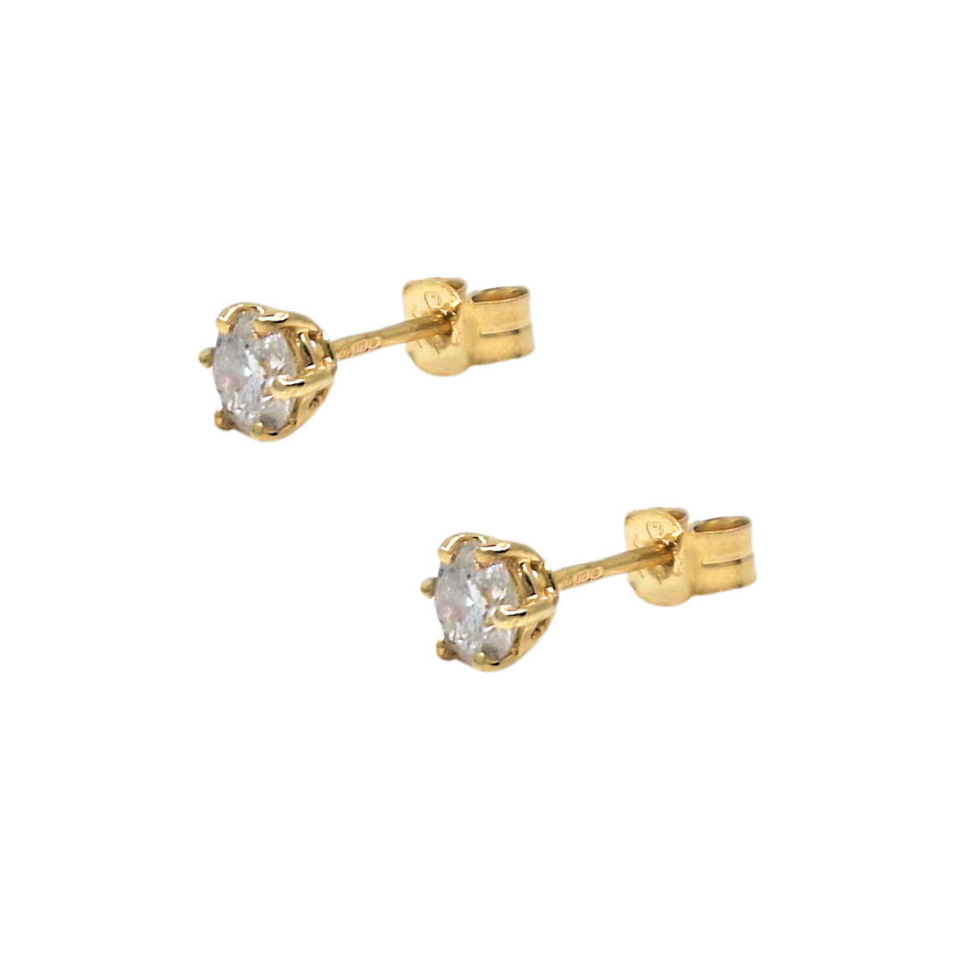 9ct Yellow Gold & Diamond Solitaire Earrings