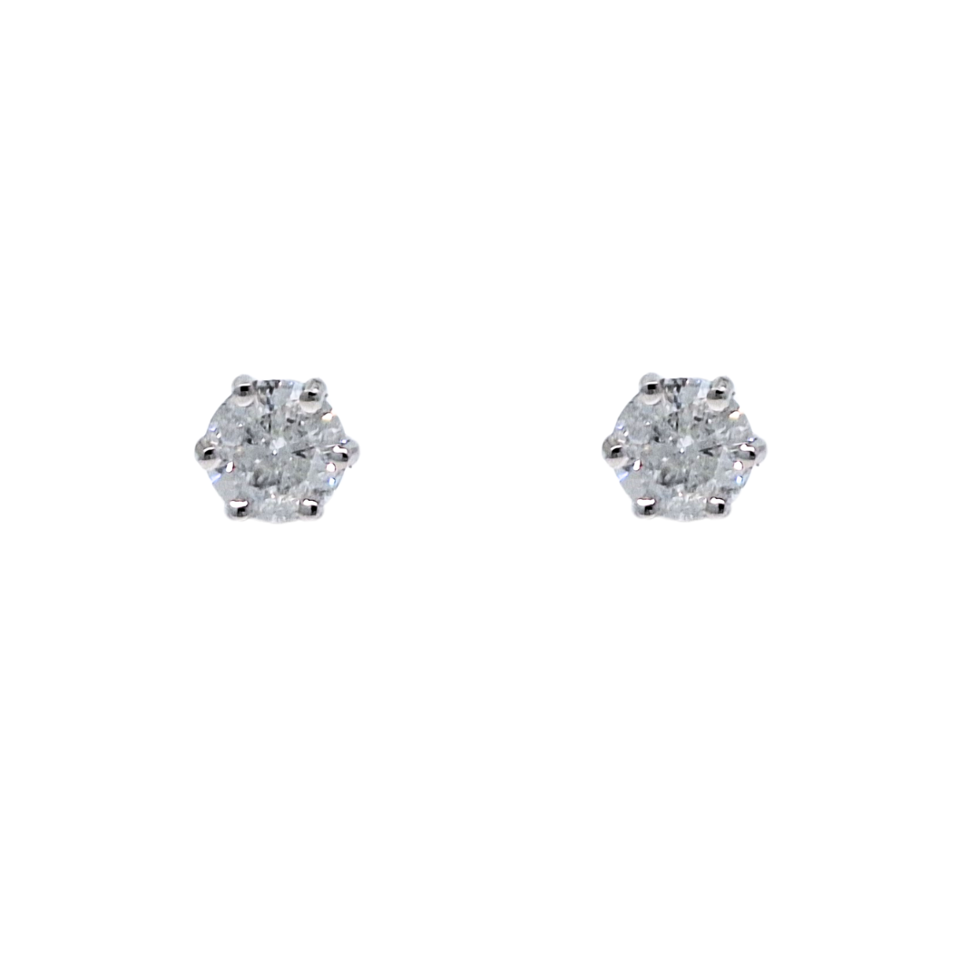 9ct White Gold & Diamond Solitaire Earrings