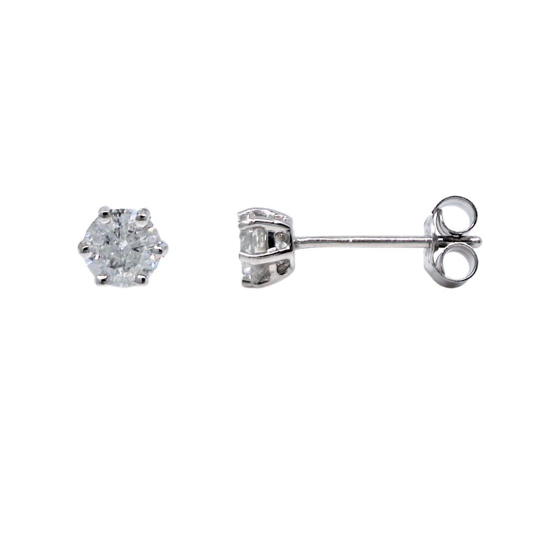 9ct White Gold & Diamond Solitaire Earrings