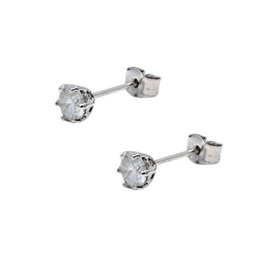 9ct White Gold & Diamond Solitaire Earrings