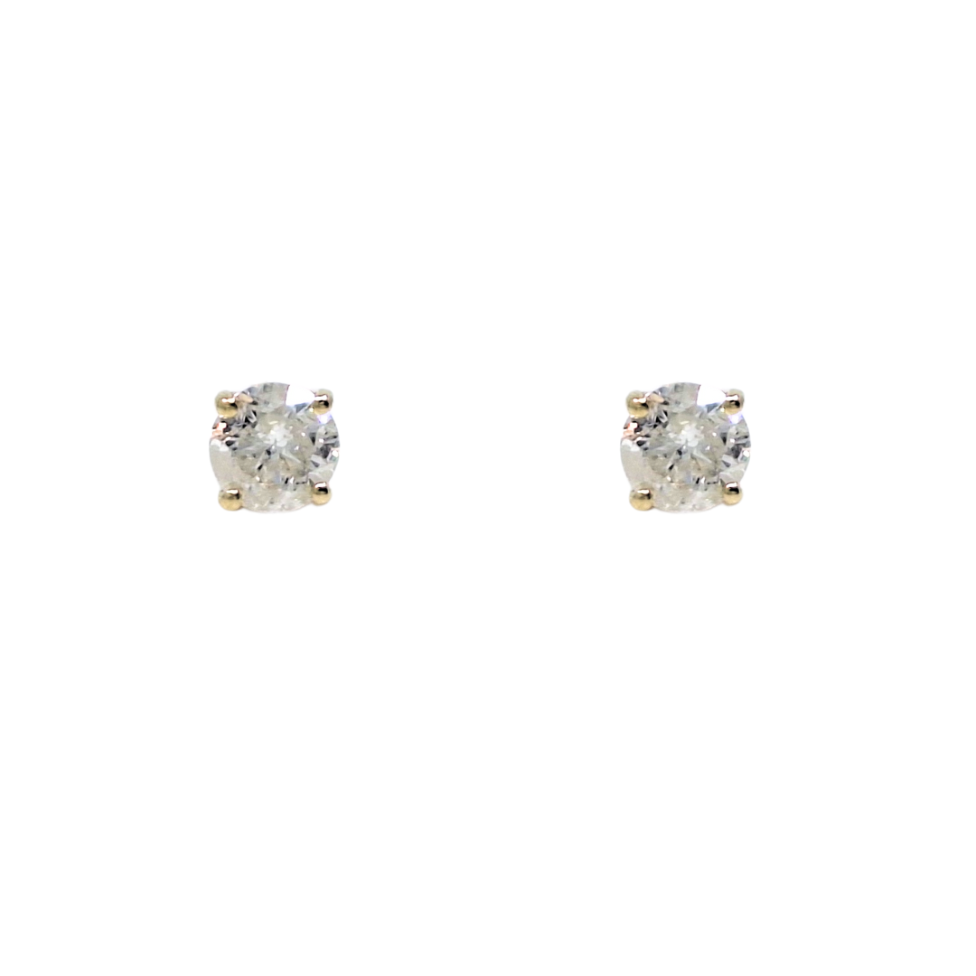 9ct Yellow Gold & Diamond Solitaire Earrings