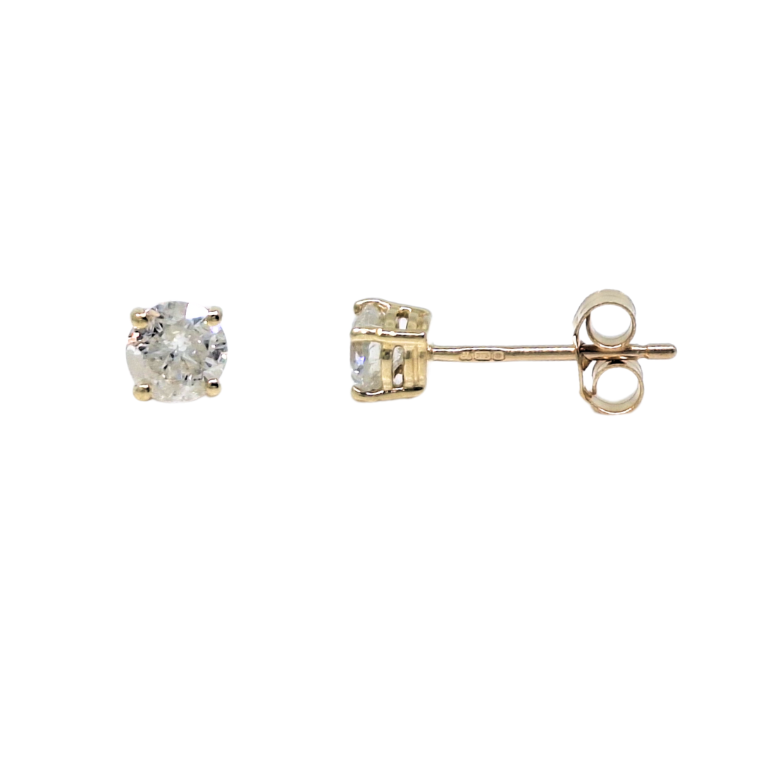 9ct Yellow Gold & Diamond Solitaire Earrings