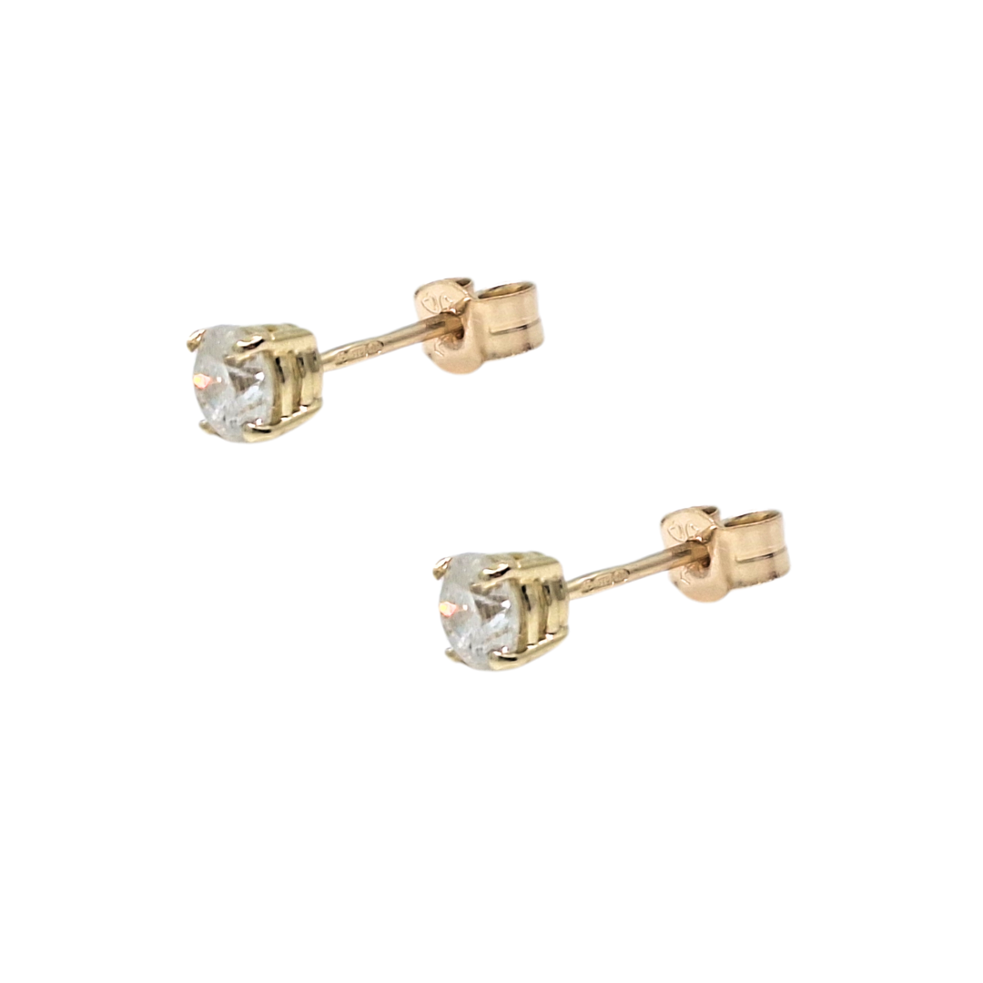 9ct Yellow Gold & Diamond Solitaire Earrings