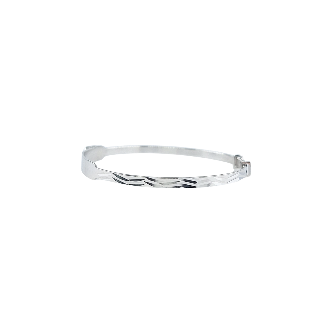 Silver Cz Heart I.D Expanding Baby Bangle