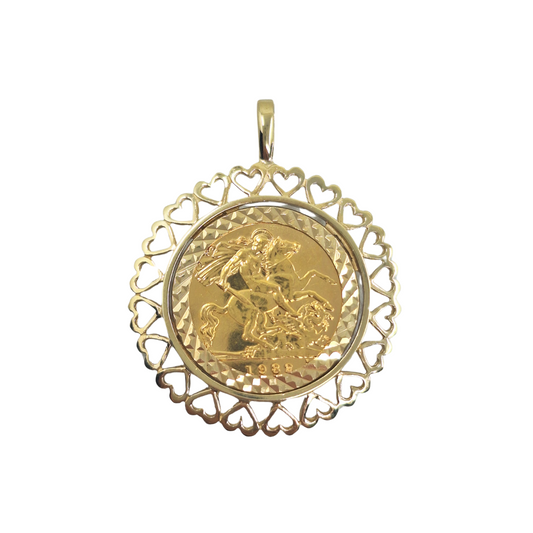 9ct Yellow Gold Half Sovereign Pendant 1982