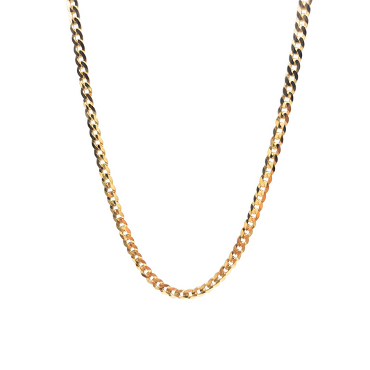 9ct Yellow Gold Solid Curb Chain 22"