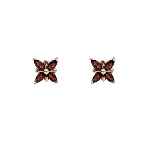 9ct Yellow Gold Garnet Stud Earrings