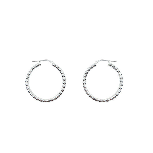 Silver Ball Hoop Creole Earrings
