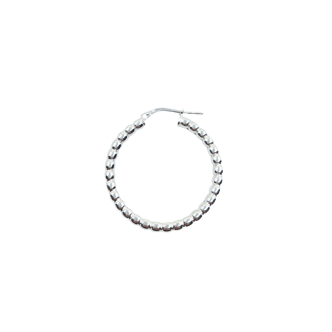 Silver Ball Hoop Creole Earrings