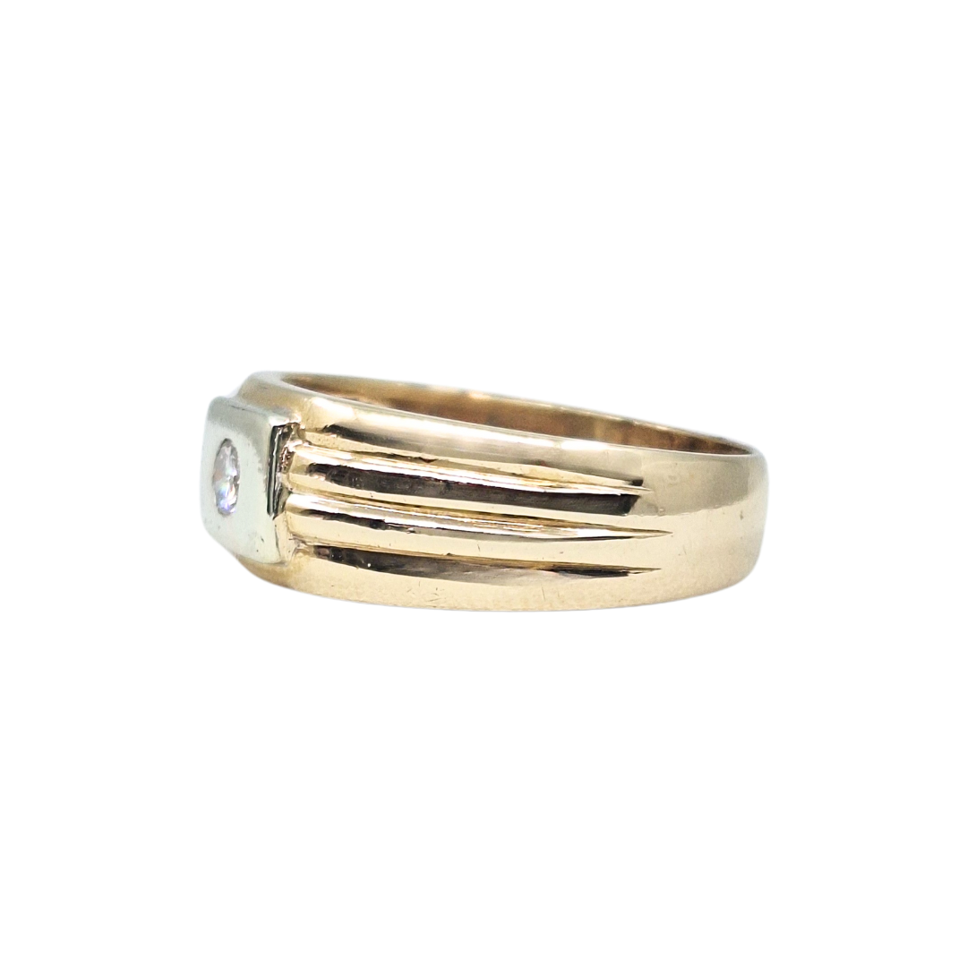 9ct Two Colour Gold Diamond Set Signet Ring