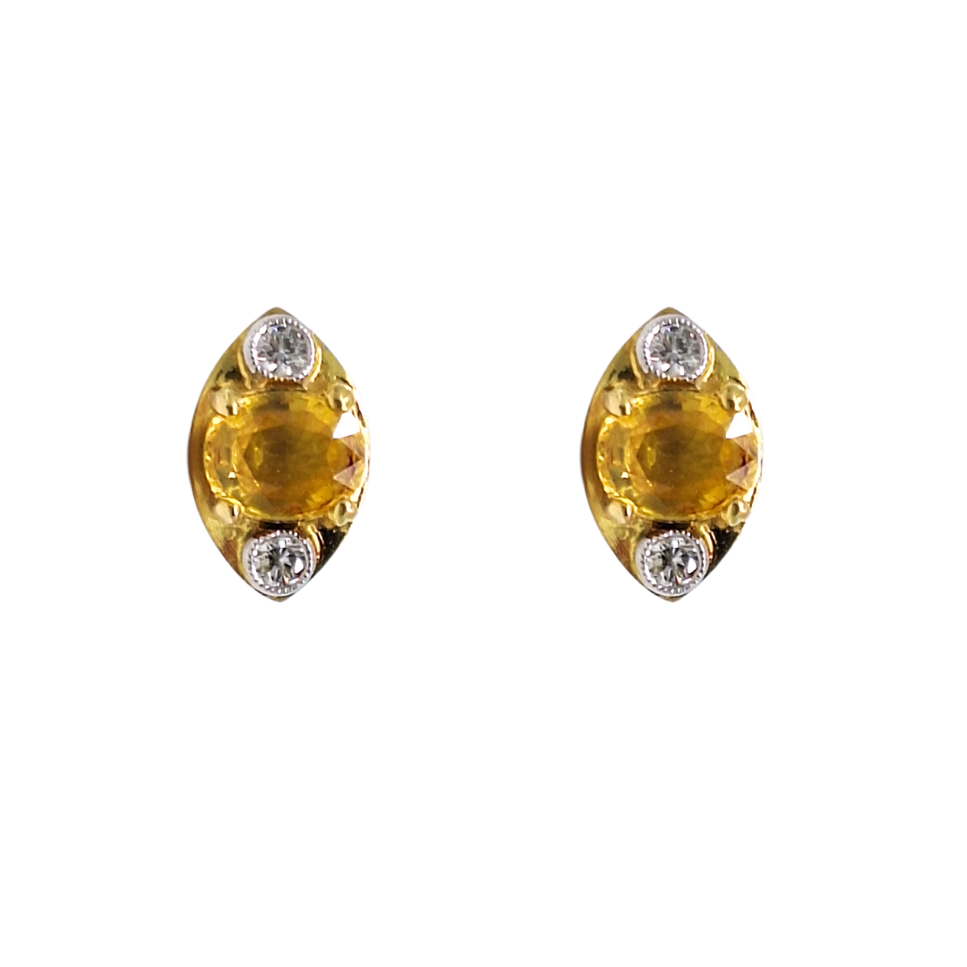 18ct Yellow Gold Citrine & Diamond Earrings