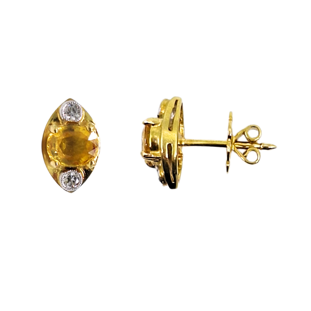 18ct Yellow Gold Citrine & Diamond Earrings