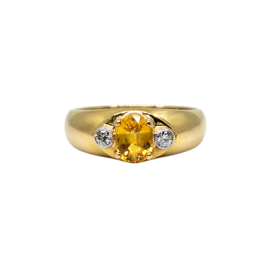 18ct Yellow Gold Citrine & Diamond Ring