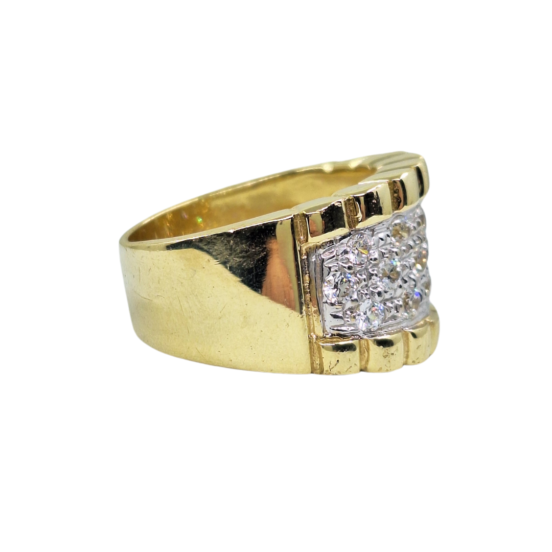 9ct Yellow Gold Cubic Zirconia Rolex Style Band Ring