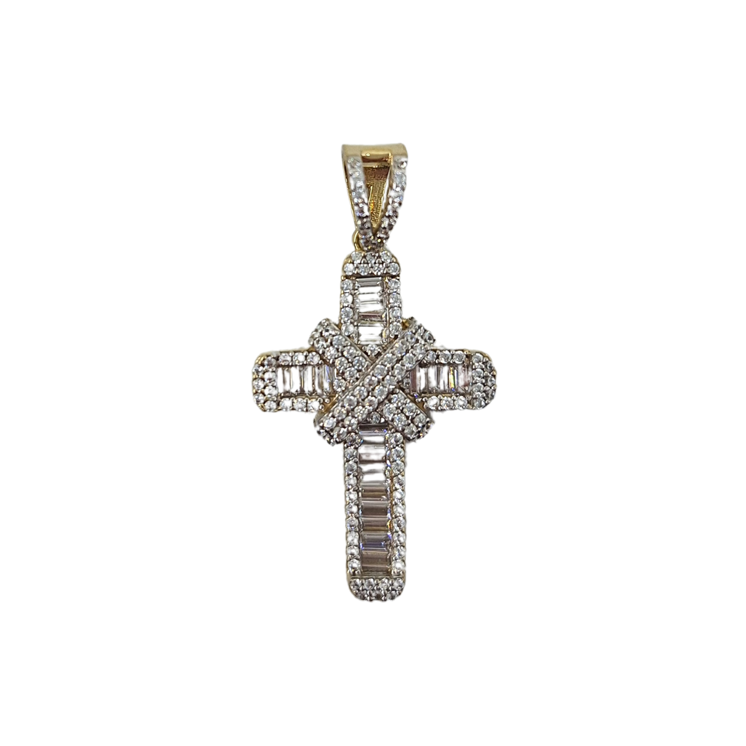 9ct Yellow Gold Cubic Zirconia Cross Pendant