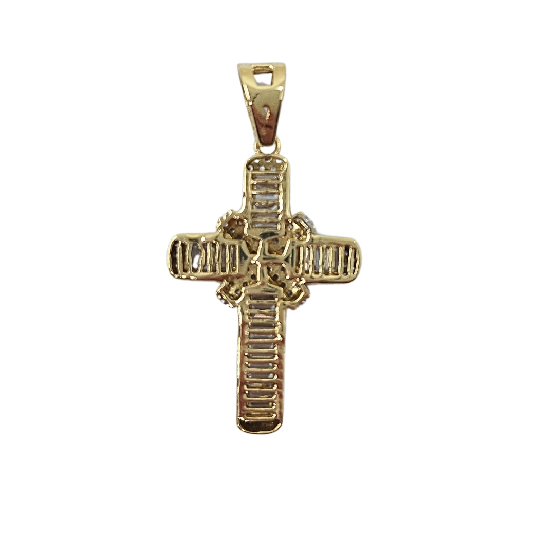 9ct Yellow Gold Cubic Zirconia Cross Pendant