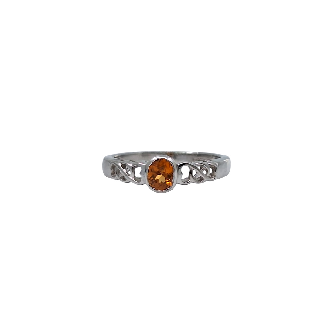 9ct White Gold Spessarite Garnet Ring