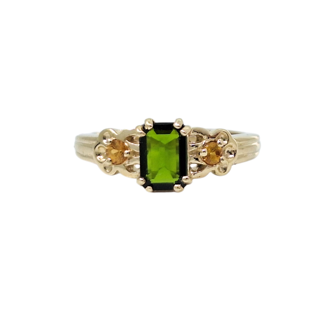 9ct Yellow Gold Diopside & Yellow Sapphire Ring