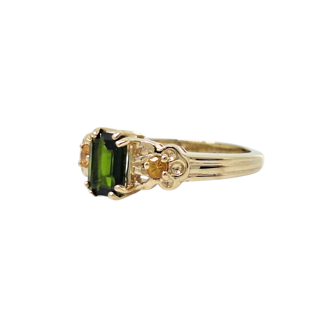 9ct Yellow Gold Diopside & Yellow Sapphire Ring