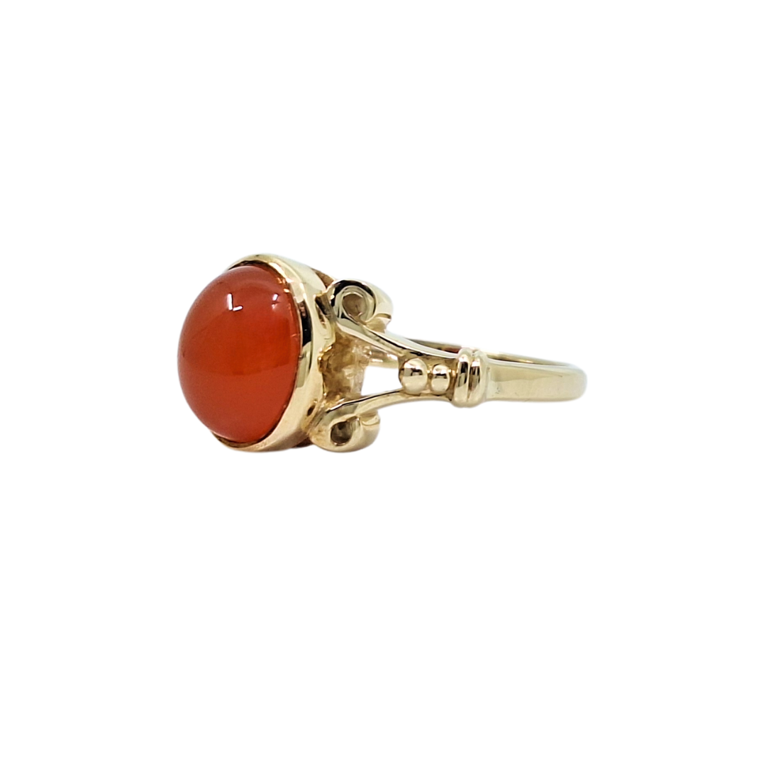 9ct Yellow Gold Carnelian Solitaire Ring