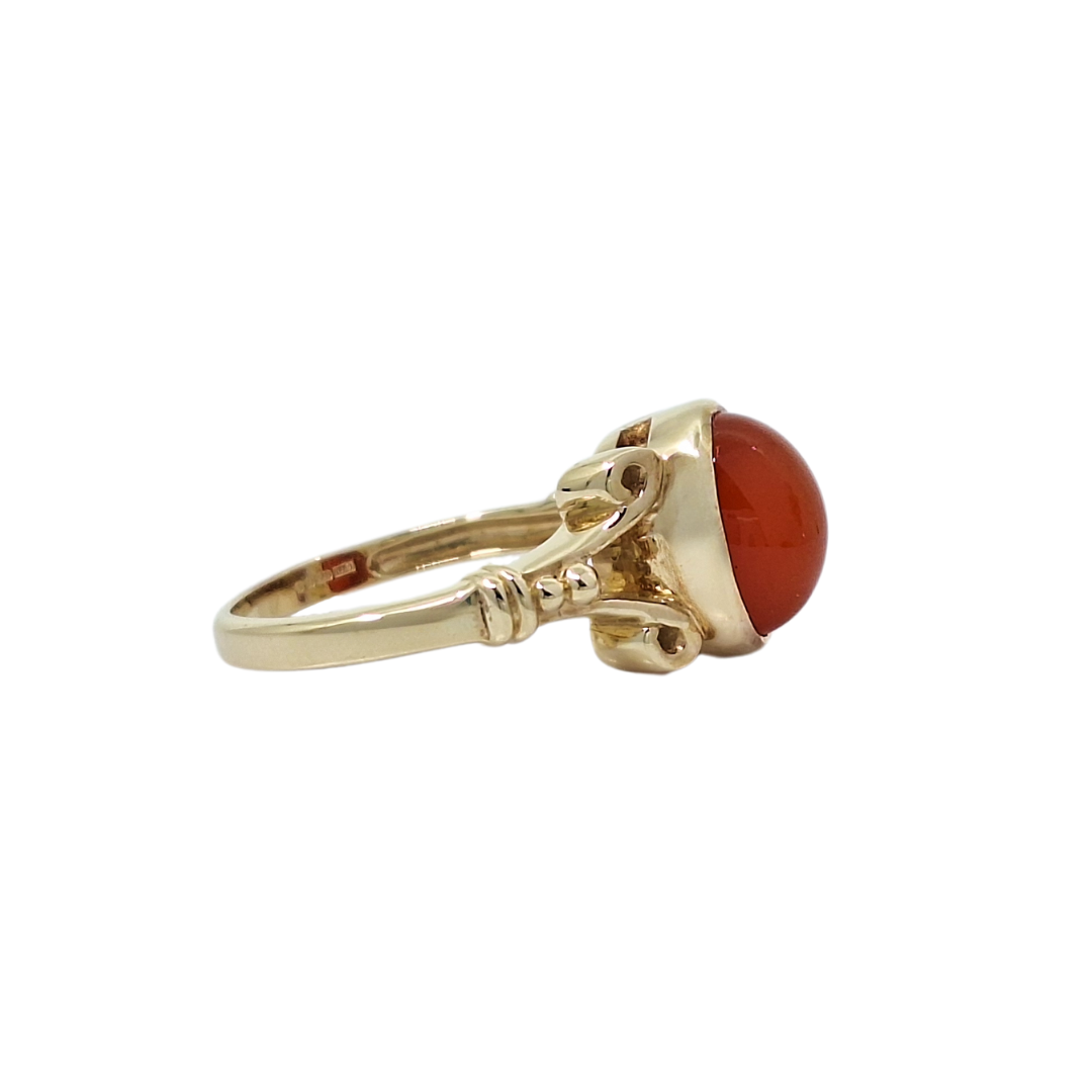 9ct Yellow Gold Carnelian Solitaire Ring