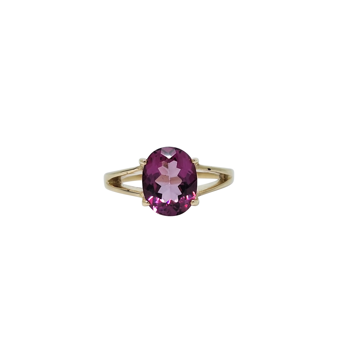 9ct Yellow Gold Cherry Topaz Solitaire Ring