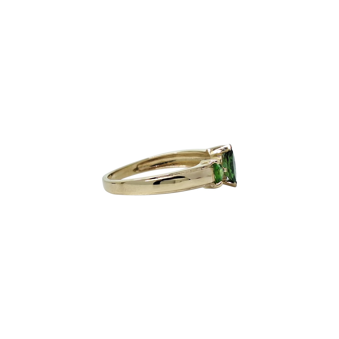 9ct Yellow Gold Tourmaline Russian Diopside Three Stone Ring